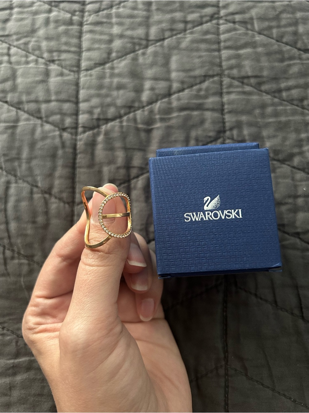 Swarovski Gold Crystal Buckle-Style Ring